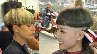 My girl friend real long Blonde Hair to half shaved undercut short bob haircutsCrew cut for girls [upl. by Arnie]