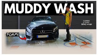 Cleaning A Dirty Benz  Muddy Wash A180 car carcleaners automobile carwash cardetailing asmr [upl. by Greiner8]