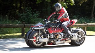 LM847  LAZARETH  V8 ENGINE POWERED MOTORCYCLE  Test Drive in Annecy [upl. by Durst864]