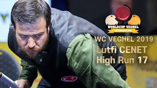 World Cup 3Cushion Veghel 2019 Lutfi CENET HighRun 17 [upl. by Chuu]