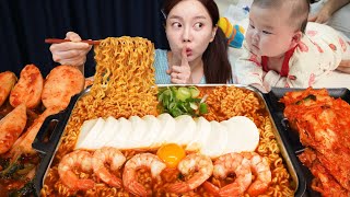 아기가 잠 든 사이 🌙 미소 몰래 신라면 밥까지 말아서 야무지게 먹방 While the baby is Sleep Korean Ramen Mukbang ASMR Ssoyoung [upl. by Smaj]