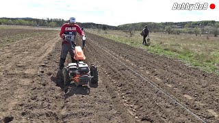 La cartofi la camp OMac MV15000e cu distantieri BCS la roti  rarita reglabila [upl. by Elleunamme480]