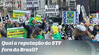 Protestos nos EUA marcam a visita de ministros do STF ao país [upl. by Lynett]