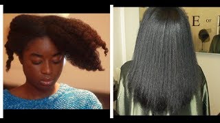 1st Silk Press on 4a4b Hair Length check 4 Years Natural [upl. by Blanka]