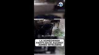 Los Angeles homeowner gets in shootout with armed intruders [upl. by Hannahsohs]