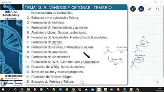 TEMA 13 ALDEHÍDOS Y CETONAS  TEMARIO [upl. by Neddra35]