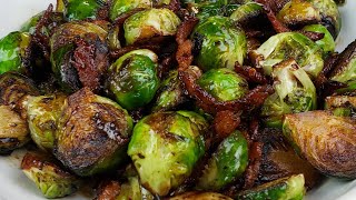 How To Make The BEST Brussel Sprouts EVER w Bacon amp Balsamic Glaze [upl. by Tnilk]