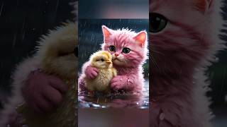 Pink Kittens friend Chick died due to cold cat cute kitten shorts [upl. by Otsugua]