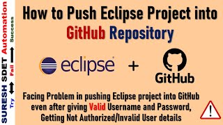 How to Push Eclipse Project into GitHub  Eclipse  Git errors not authorized [upl. by Aissela253]