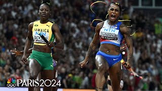 ShaCarri vs Shericka ANCHOR SHOWDOWN decides EPIC 4x100 between USA and Jamaica  NBC Sports [upl. by Cila719]