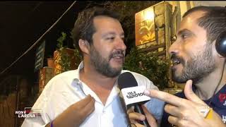 Matteo Salvini canta quotCome maiquot degli 883 dedicandola alla mamma e poi saluta Luigi Di Maio [upl. by Aniroc71]