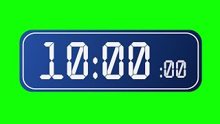 Stopwatch 10 min GREEN SCREEN Blue digital style  Ten minutes timepiece FREE VIDEO [upl. by Yoho809]