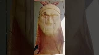 Wood Carving Native American Indian Sculpture woodart woodworking diy [upl. by Llewkcor]