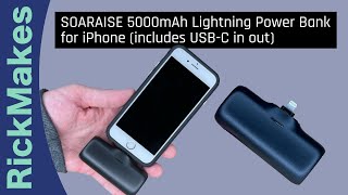 SOARAISE 5000mAh Lightning Power Bank for iPhone includes USBC in out [upl. by Yecies994]