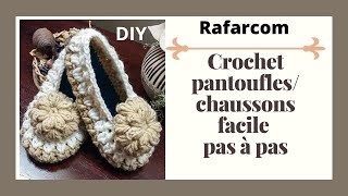 Crochet Pantoufles Chaussons facile Pas à Pas part 2 [upl. by Lovich]