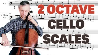 How to Play Major 2 Octaves Cello Scales  Lesson 1 for Beginners  Bow Hold and Shifts [upl. by Alahc]