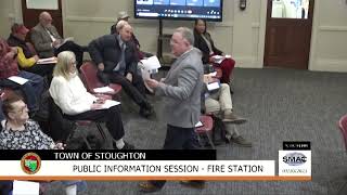 Stoughton Select Board  Public Information Session Fire Station [upl. by Ailhad947]