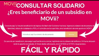 Cómo consultar Ingreso Solidario por MOVII Con Cédula o PEP Fácil y Rápido 💰📲 [upl. by Ahsienauq]