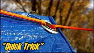 How To Setup A Tarp Using No Knots  quotQuick Trickquot [upl. by Ayel]