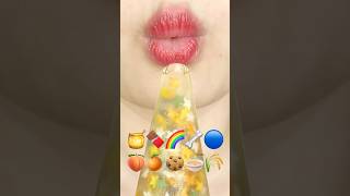 ASMR EMOJI FOOD 🍯🍫🌈🦴🔵🍑🍊🍪🍜🌾 이모지 먹방 sped up [upl. by Bremen]