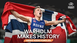 🇳🇴s Warholm wins historic 3rd 400m hurdles gold  World Athletics Championships Budapest 23 [upl. by Bannon]