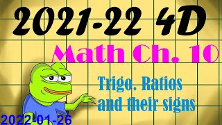 【20220126】SPYC 4D Math Ch 102 More about Trigonometry Trigo Ratios and Their Signs [upl. by Cand]