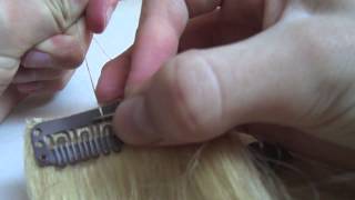 how to sew clips on hair extensions [upl. by Anelis]