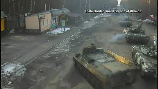 Raw Video  Russian tanks seen entering Ukraine [upl. by Dannye]