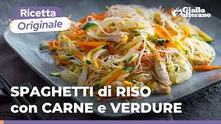 SPAGHETTI di RISO con CARNE e VERDURE un grande classico della cucina cinese Da provare subito 🥢🥡 [upl. by Eelyek]