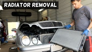 Mercedes W208 CLK RADIATOR REMOVAL REPLACEMENT CLK200 CLK230 CLK 320 CLK430 [upl. by Lindi]