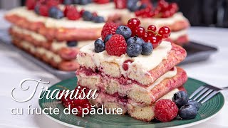 TIRAMISU cu fructe de padure  Tiramisu cu mascarpone si frisca [upl. by Adnahsat]