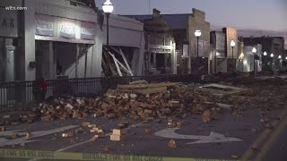 Surveillance video of Bamberg tornado as it strikes buildings [upl. by Anilos]