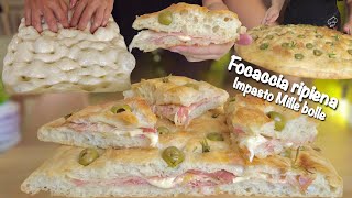 FOCACCIA RIPIENA MILLE BOLLE senza impastare CROCCANTE FUORI SOFFICE DENTRO [upl. by Amasa]