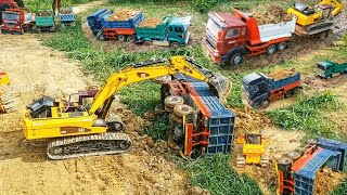 Amazing Car truck Stuck Construction Hino700 Nissan Excavator Dozer Komatsu D65PX [upl. by Idzik]