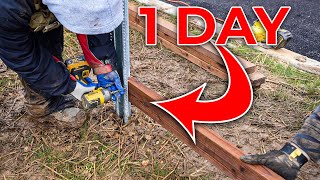 Building a Fence in 1 Day EVEN SETTING POSTS [upl. by Elnukeda]