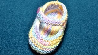 How to Knit Basic Mary Jane Baby Booties Part 3 Right Bootie [upl. by Kcire]