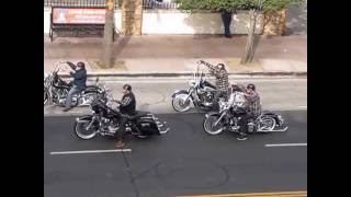 Motorcycle group rides thru downtown LA [upl. by Refinnaj123]