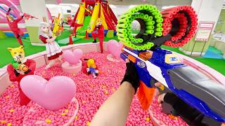 Nerf War  Amusement Park Battle 65 Nerf First Person Shooter [upl. by Wellesley822]