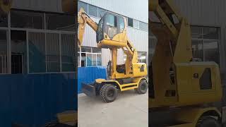 Small excavator wheeled excavator operating platform can be raised and lowered excavatar [upl. by Joyan]