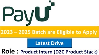 PayU Hiring Product Intern I 2023 – 2025 I Batch are Eligible to Apply [upl. by Minerva412]