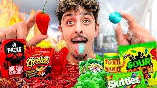 Eating the Worlds Spiciest VS Sourest Food  Challenge [upl. by Anayek]