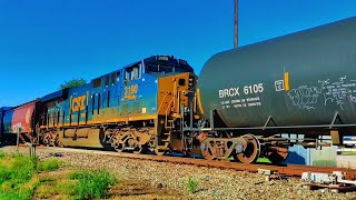 CSX 3190 DPU amp 3140 Leading in Hoopeston IL on a Manifest Train [upl. by Llenej791]