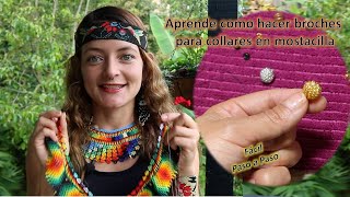 Como hacer broche para collar en mostacilla paso a paso Aniara Sanarte [upl. by Vedis454]