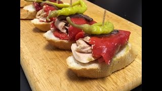 Olmedatelier Pintxo Piquillo peppers white tuna anchovies guindilla Olmeda Origenes [upl. by Notneb]