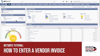 NetSuite Tutorial How To Enter a Vendor Invoice [upl. by Langill]