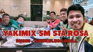 YAKIMIX SUSHI• SMOKELESS GRILL° RESTAURANT SM STAROSA WITH GRAB RIDERS [upl. by Maryjo]