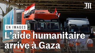 A Gaza les premiers camions d’aide humanitaire [upl. by Nerrat438]