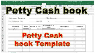 Petty cash book template  petty cash book [upl. by Ateuqirne]