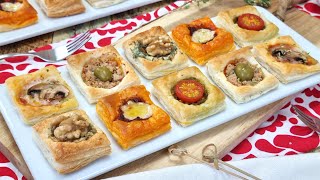 ⏰🍥 ¡CANAPÉS 5 EN 1 Los CANAPÉS mas RÁPIDOS y SABROSOS en HOJALDRE para NAVIDAD 🎄 [upl. by Druci]