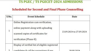 TS PGECET 2024 Phase 2 Counseling Schedule [upl. by Darton]